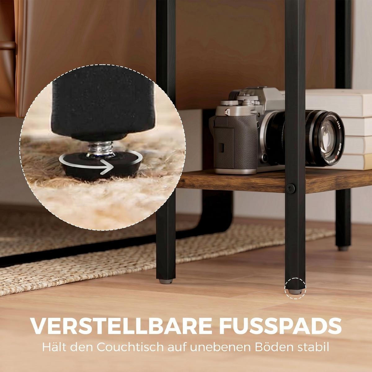 BEISTELLTISCH Spanplatte Metall Rustikales-Braun - Schwarz/Braun, Holzwerkstoff/Kunststoff (43/18/62.5cm) - HOMCOM