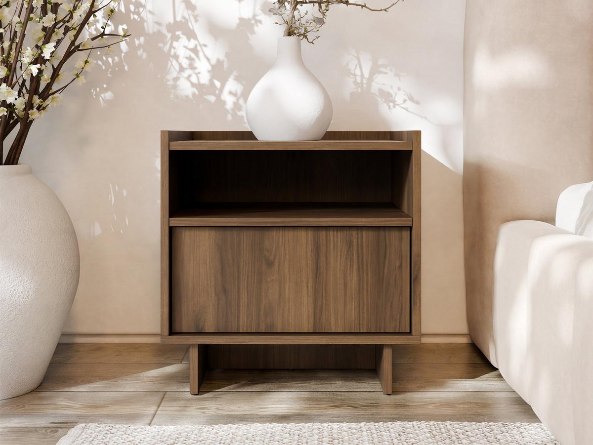 NACHTTISCH Yasumi S50 - Nussbaumfarben/Schwarz, Holzwerkstoff/Kunststoff (50/51/39cm) - MIRJAN24