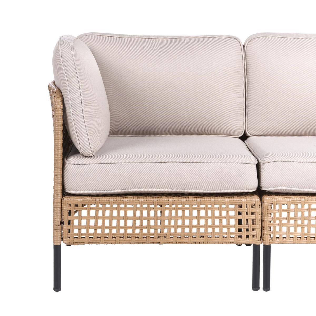 GARTENSOFA 2-Sitzer Polyrattan Hellbeige Omegana - Beige/Schwarz, Kunststoff (140/80/68cm) - Beliani