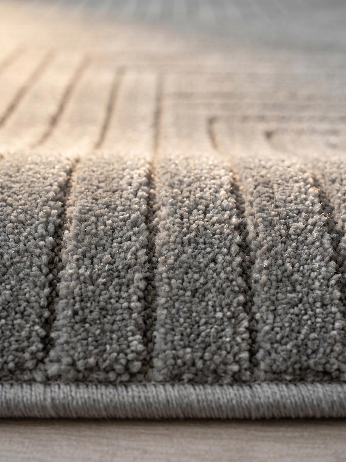 TEPPICH Outdoor ENGADIN in Silber, im Skandi-Stil mit 3D-Design, Ø 160 cm - Silberfarben, Textil (160/160cm) - KADIMA DESIGN