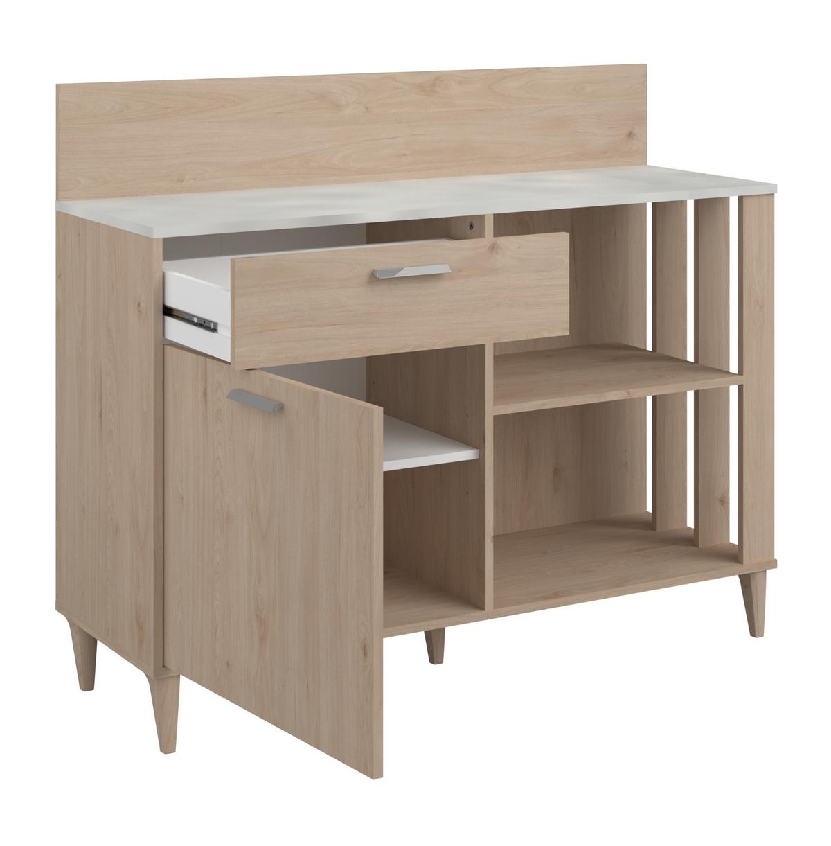BUFFET Eiche, grau Set 2-tlg. Buffetschrank und Anrichte - Eichefarben/Grau, Holzwerkstoff (120/185/41cm) - Parisot Meuble