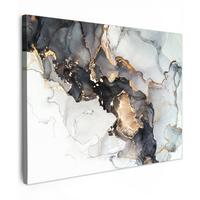 LEINWANDBILD Marmor - Schwarz - Weiß - Gold - Luxus - Abstrakt Wandbild 40x30 cm - Goldfarben, Textil (40/30cm) - MuchoWow