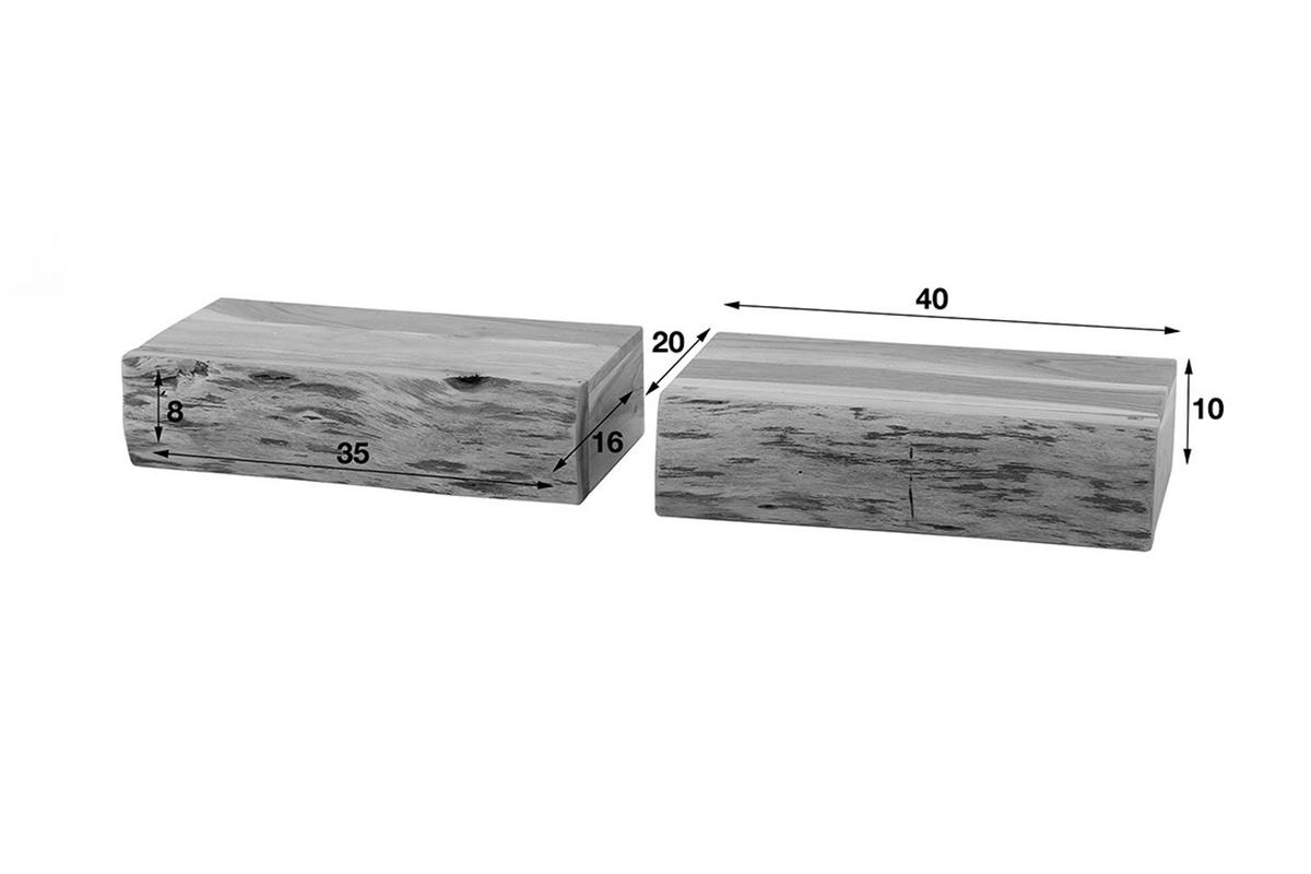 NACHTTISCH SESA 2ER SET Holz Akazie - Zwetschgeholzfarben, Holz (40/10/20cm) - KAWOLA