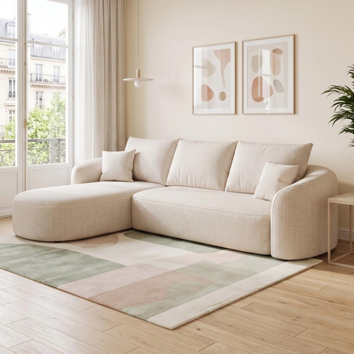 ECKSOFA 266cm L-Form Weiß 4-Sitzer ohne Montage - Weiß, Textil (266/168cm) - Urban Meuble