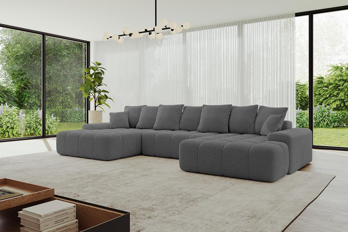 WOHNLANDSCHAFT ENSI-U - 353x164x69 cm Platinfarben - Platinfarben, Holzwerkstoff/Kunststoff (357/69/164cm) - ALTDECOR