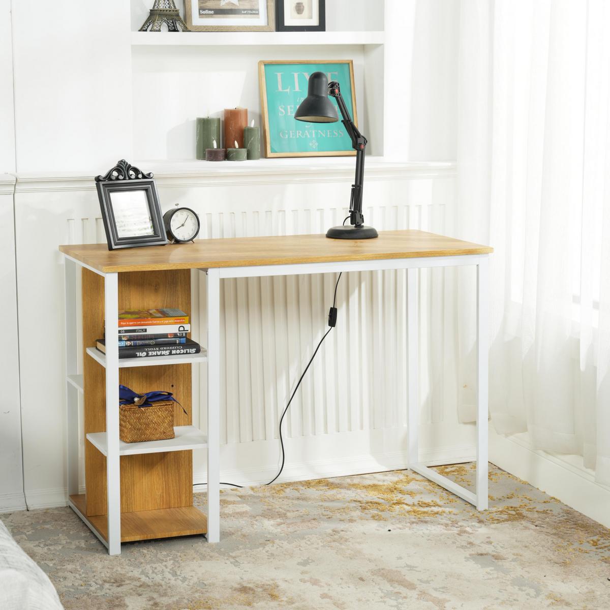 SCHREIBTISCH Beige - Beige/Weiß, Karton/Holzwerkstoff (50/110/75cm) - Urban Meuble