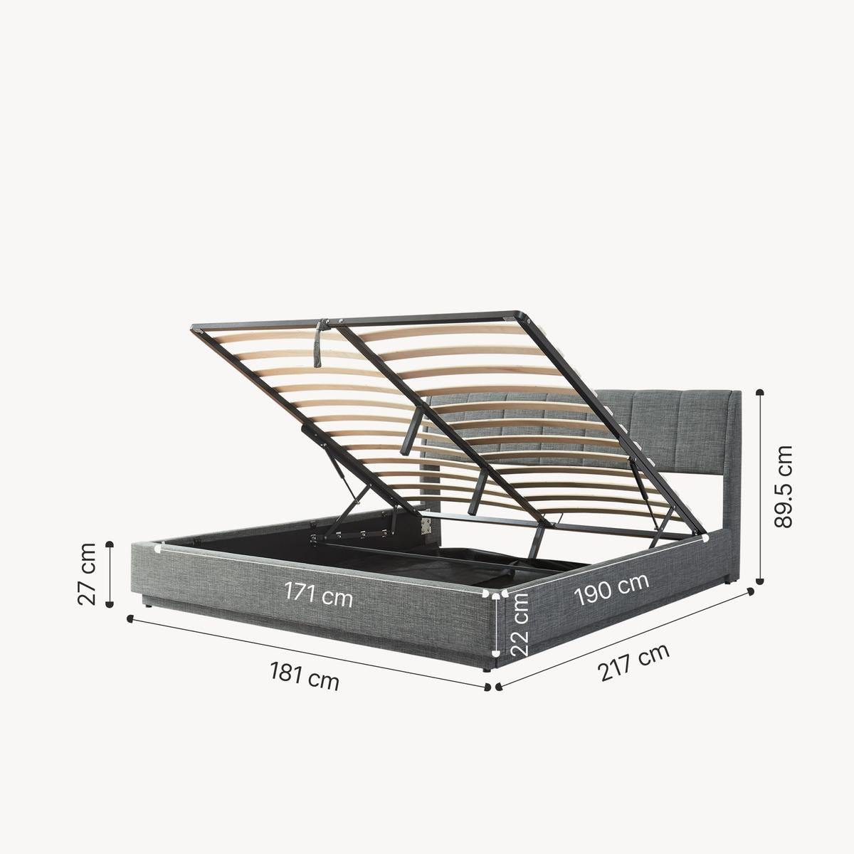 LED POLSTERBETT Tröstiar mit Matratze - Anthrazit, Holzwerkstoff/Kunststoff (180/200cm) - [en.casa]