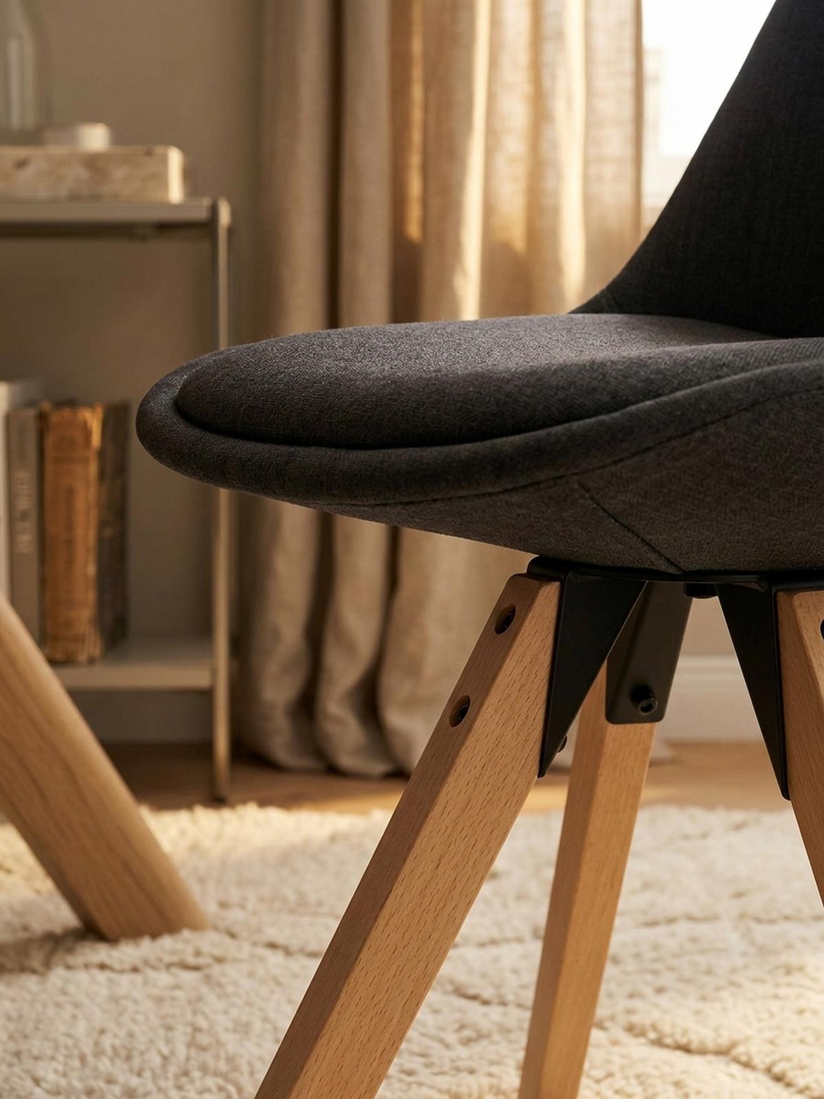 ESSZIMMERSTUHL 2er Set Stoffbezug mit Holzgestell Skandinavisch gepolstert, Anthrazit 49x52x87 cm - Anthrazit/Beige, Holz/Textil (49/87/52cm) - KADIMA DESIGN