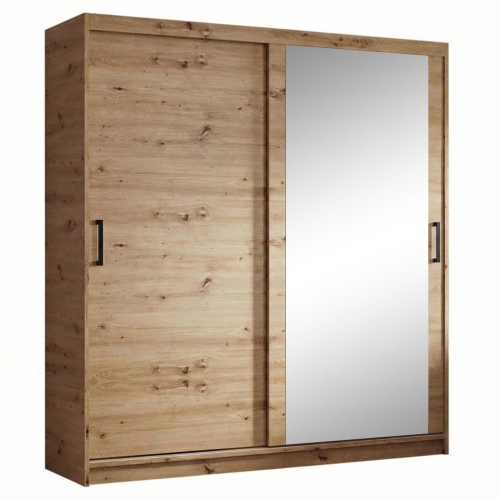 SCHWEBETÜRENSCHRANK Hela mit 2 Türen. 180 cm, eiche Artisan - Eiche Artisan, Holzwerkstoff (180/205/60cm) - Beautysofa