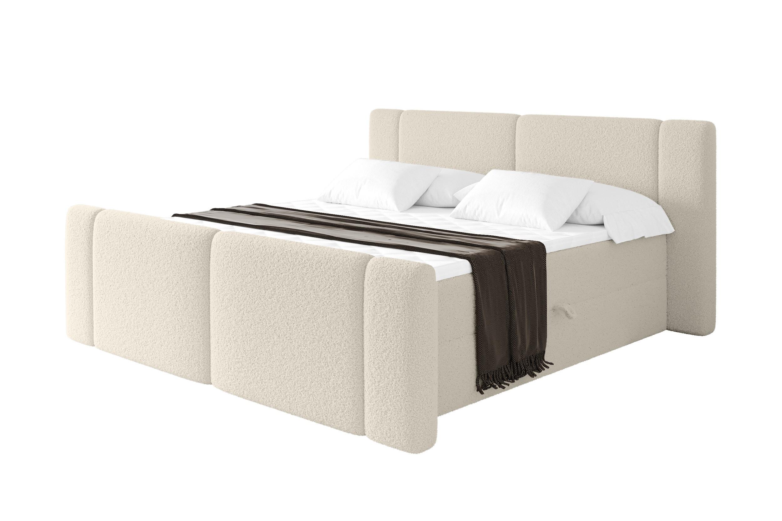 BOXBETT mit Matratze H3 - EVON Zanozek - 180x200 cm Beige - Kaschmir, Holzwerkstoff (180/200cm) - ALTDECOR
