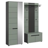 GARDEROBE-SET Salbei Grün und Grau, Garderobe 3-teilig 160 x 190 cm mit Soft-Close - Salbeigrün/Dunkelgrau, Holzwerkstoff/Kunststoff (160/190/37cm) - Inn.Furn