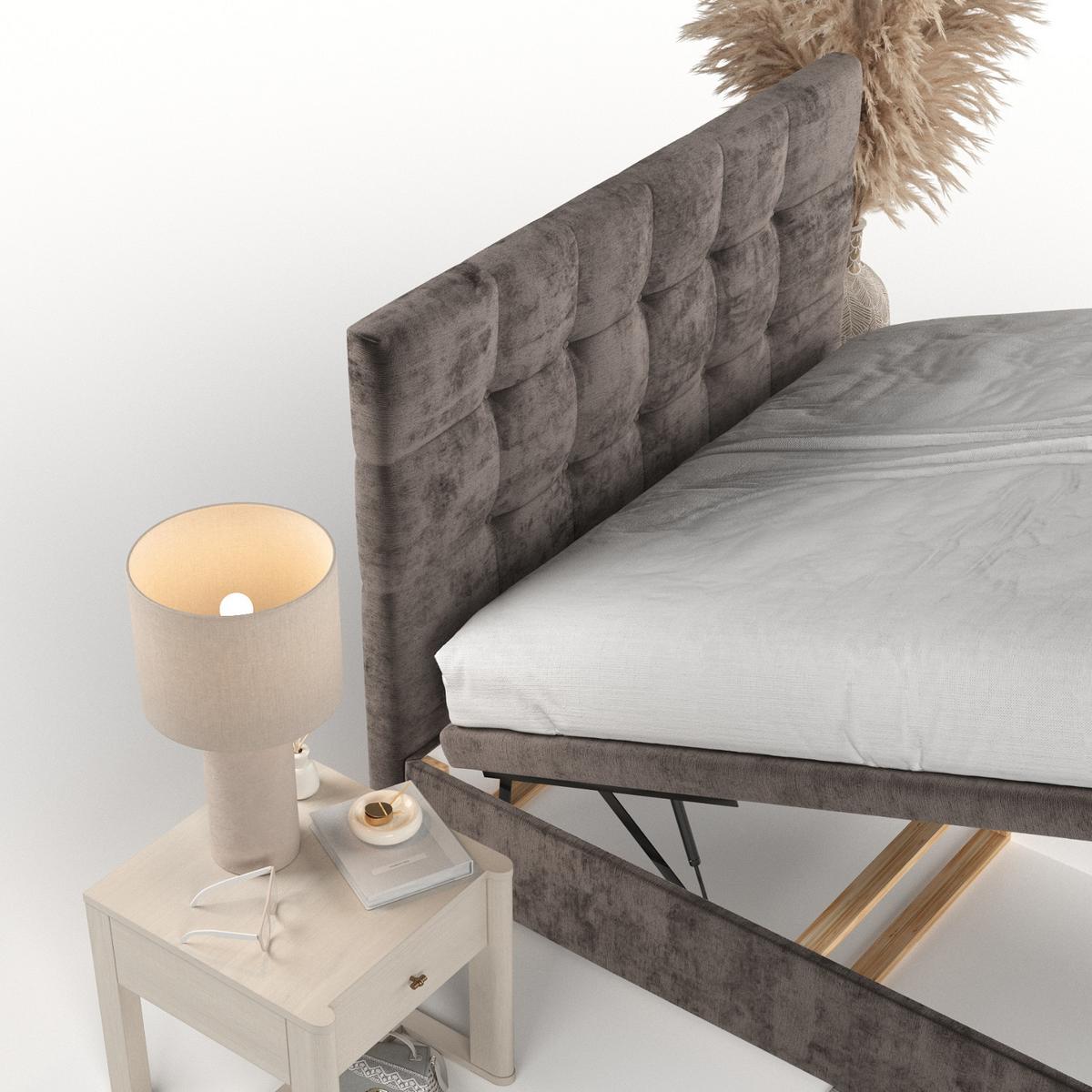 POLSTERBETT Guam mit Stauraum 120/200 cm Braun im Lotta Stoff - Schwarz/Braun, Holz/Holzwerkstoff (120/200cm) - AltaBeds