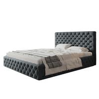 BETT 90x200 - Polsterbett mit Bettkasten und Holzrahmen - Elegant Betten - Weicher Jasminstoff - Kollektion Miami, Dunkelgrau - Dunkelgrau, Holz/Textil (90/200cm) - Alpi-Möbel