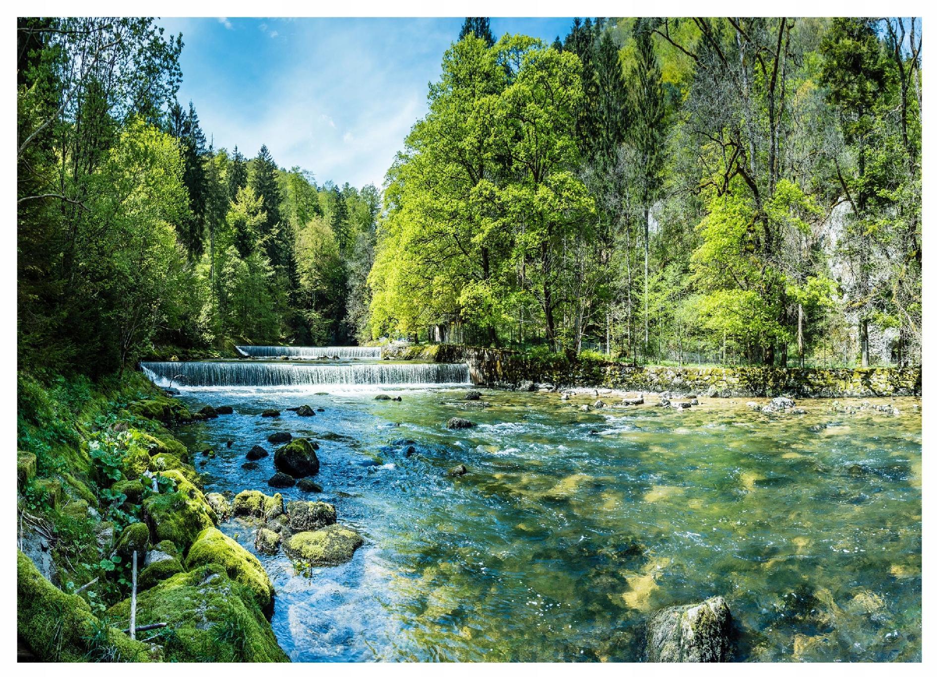 FOTOTAPETE Wasserfall 3D Natur 400x280 - Multicolor, Papier (400/280cm) - Wallarena