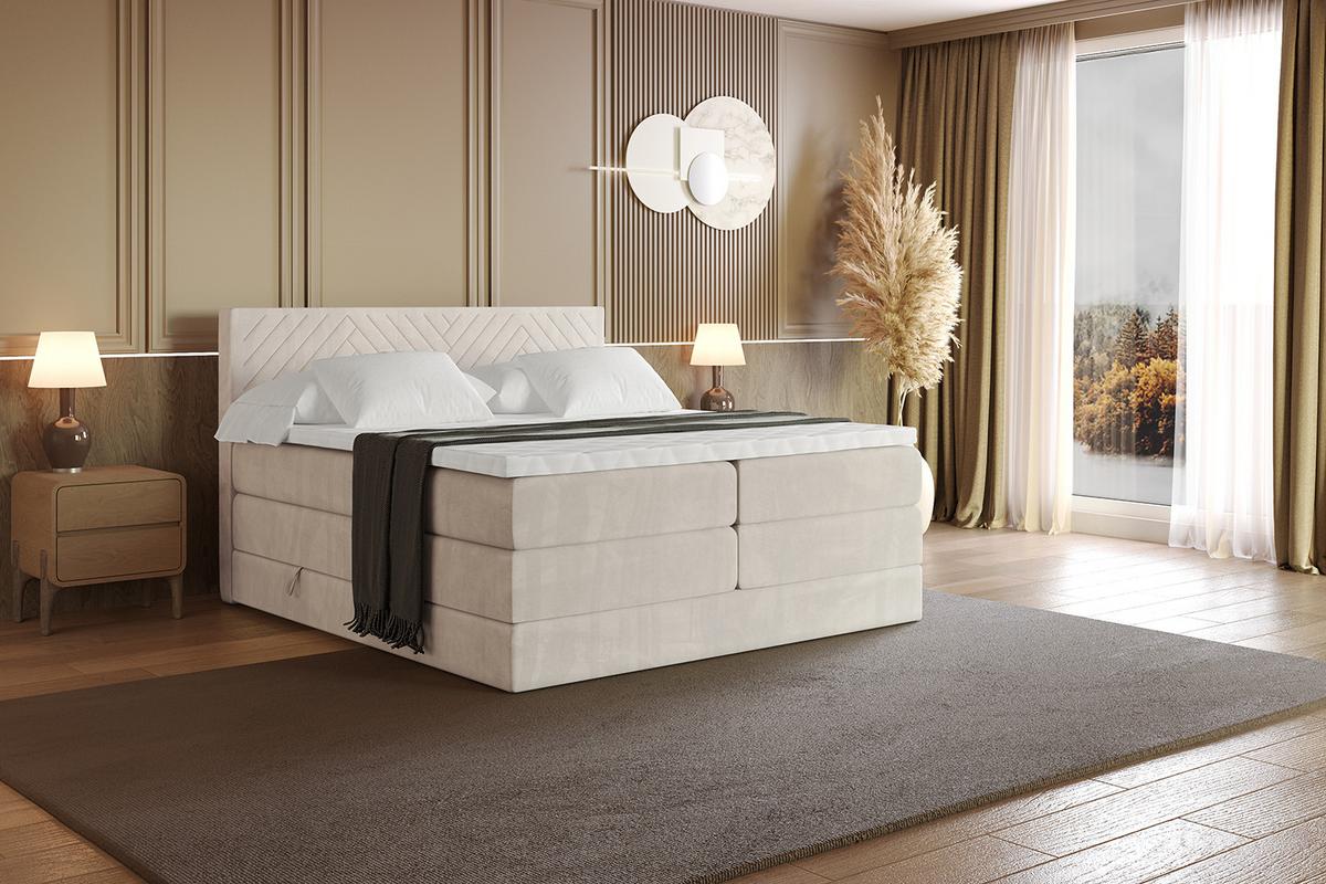 BOXSPRINGBETT mit Matratze H3|H4 und Lattenrost - VEXA KING-120x200 - Beige Casablanca - Beige, Holzwerkstoff (120/200cm) - ALTDECOR