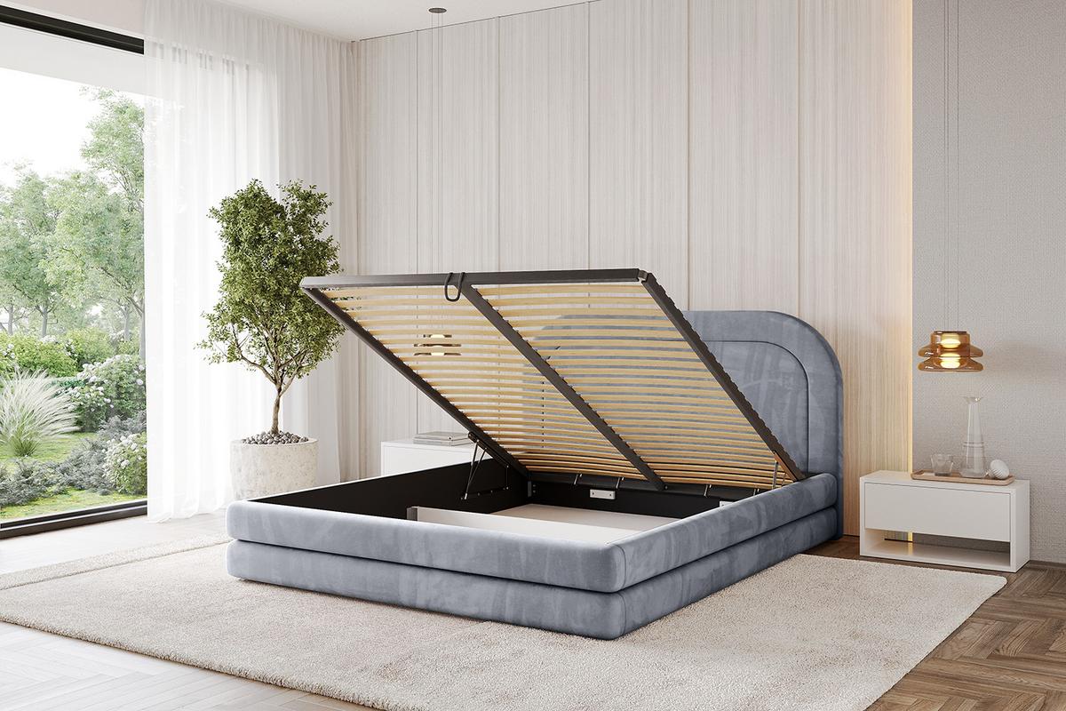 POLSTERBETT mit Bettkasten und Lattenrost, Bett mit Matratze H3/H4 - LERIS 180x200 Grau - Grau, Holzwerkstoff/Textil (180/200cm) - ALTDECOR