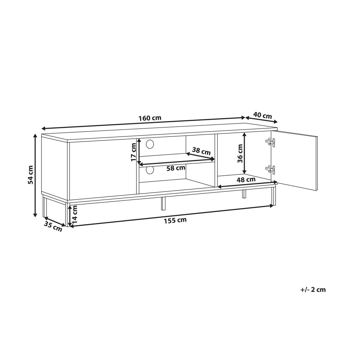 TV-MÖBEL Dunkelbraun Caraquet - Schwarz/Braun, Holzwerkstoff (160/54/40cm) - Beliani
