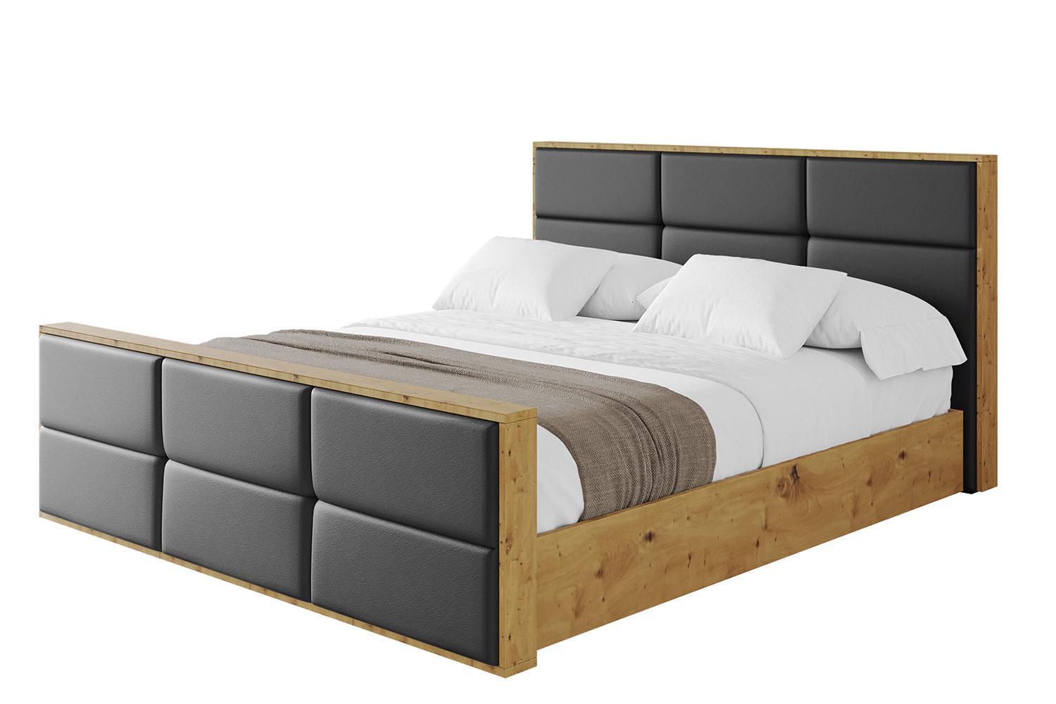 POLSTERBETT mit Bettkasten, Fußteil und Lattenrost, Boxbett ohne Matratze - ENZO1-Z 180x200 Schwarz Kunstleder - Schwarz Hochglanz, Holzwerkstoff/Textil (180/200cm) - ALTDECOR