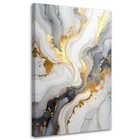 BILD auf Leinwand, Grau goldene Abstrakt Marmor Glamour - Weiß, Textil (80/120cm) - Feeby