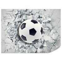 FOTOTAPETE für Kinderzimmer Fußball Riss Graue Wand Dynamik Sport 300x210 - Schwarz/Weiß, Papier (300/210cm) - Muralo