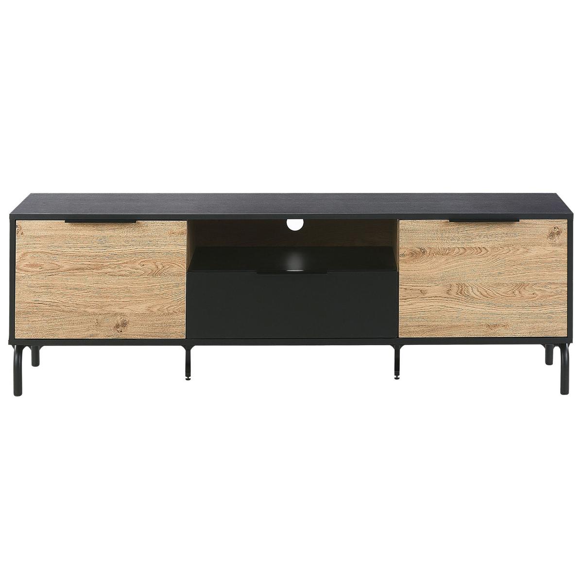 TV-MÖBEL Schwarzes, Hellbraun ITACA 41/160/52 cm - Schwarz, Holzwerkstoff (160/52/41cm) - Beliani