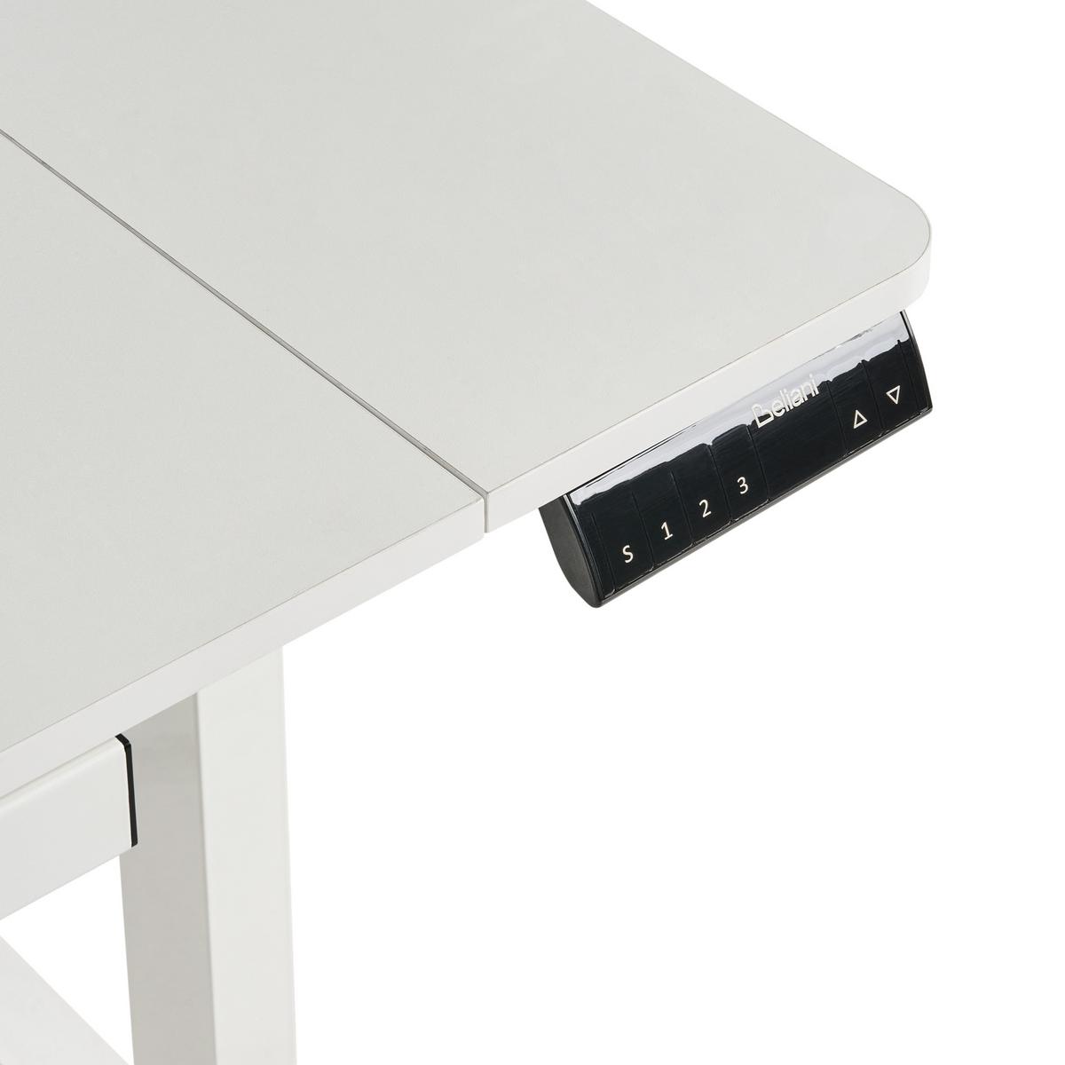 SCHREIBTISCH elektrisch höhenverstellbar 120/60 cm mit USB-Anschluss Weiß Lucama - Weiß, Holzwerkstoff/Metall (60/120/88cm) - Beliani