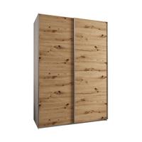 SCHWEBETÜRENSCHRANK 245,5/180/64 2-türig - Silberfarben/Eiche Artisan, Holz/Metall (180/245/64cm) - Abiks Möbel