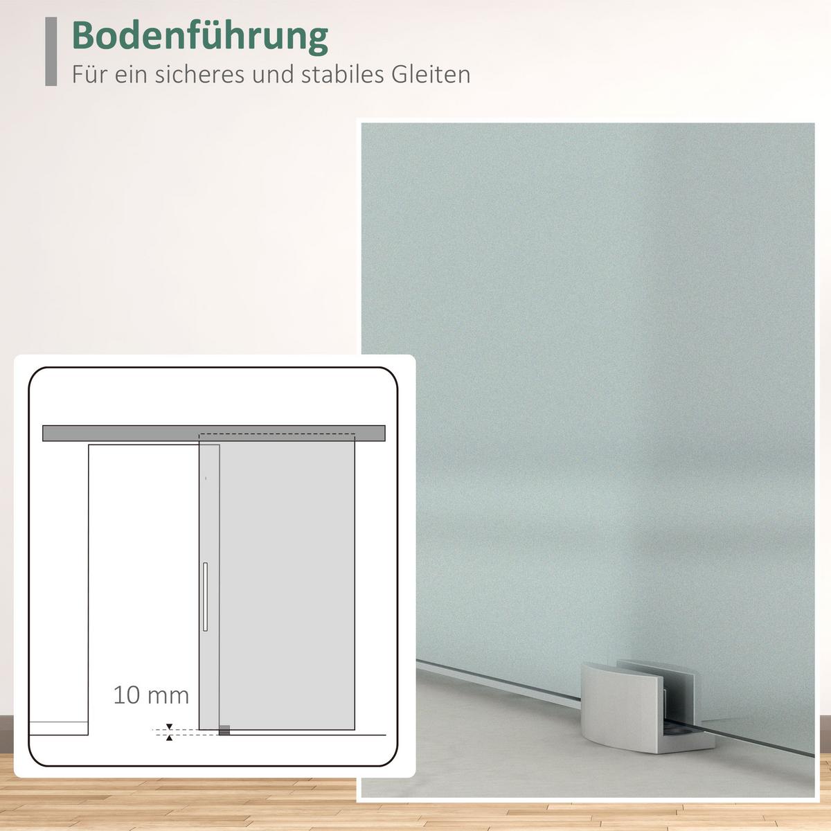 INNENTÜR Alulegierung Glas Vollflächtig Satiniert - Klar/Silberfarben, Glas/Metall (0.8/205/102.5cm) - HOMCOM