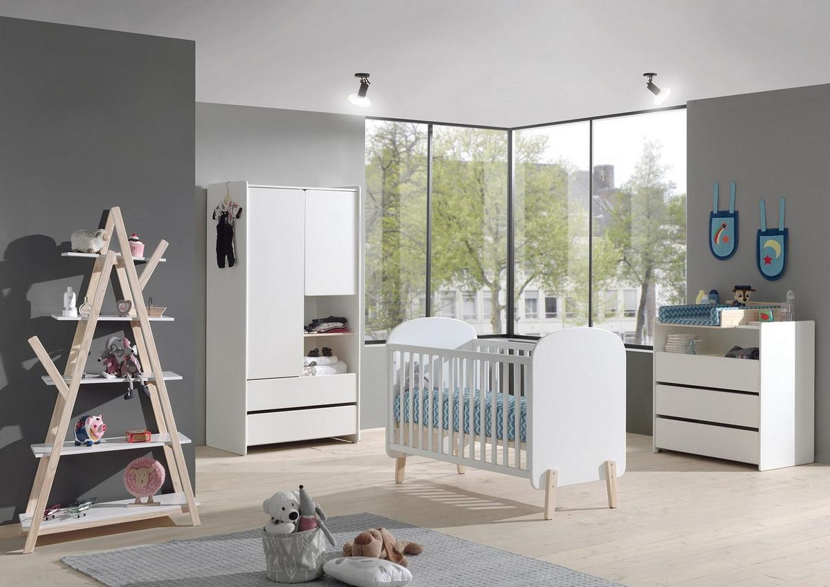BABYBETT Karilynn 129x94x68 aus MDF+Massivholz in Weiß - Weiß, Holzwerkstoff (60/120cm) - 58aufmkessel