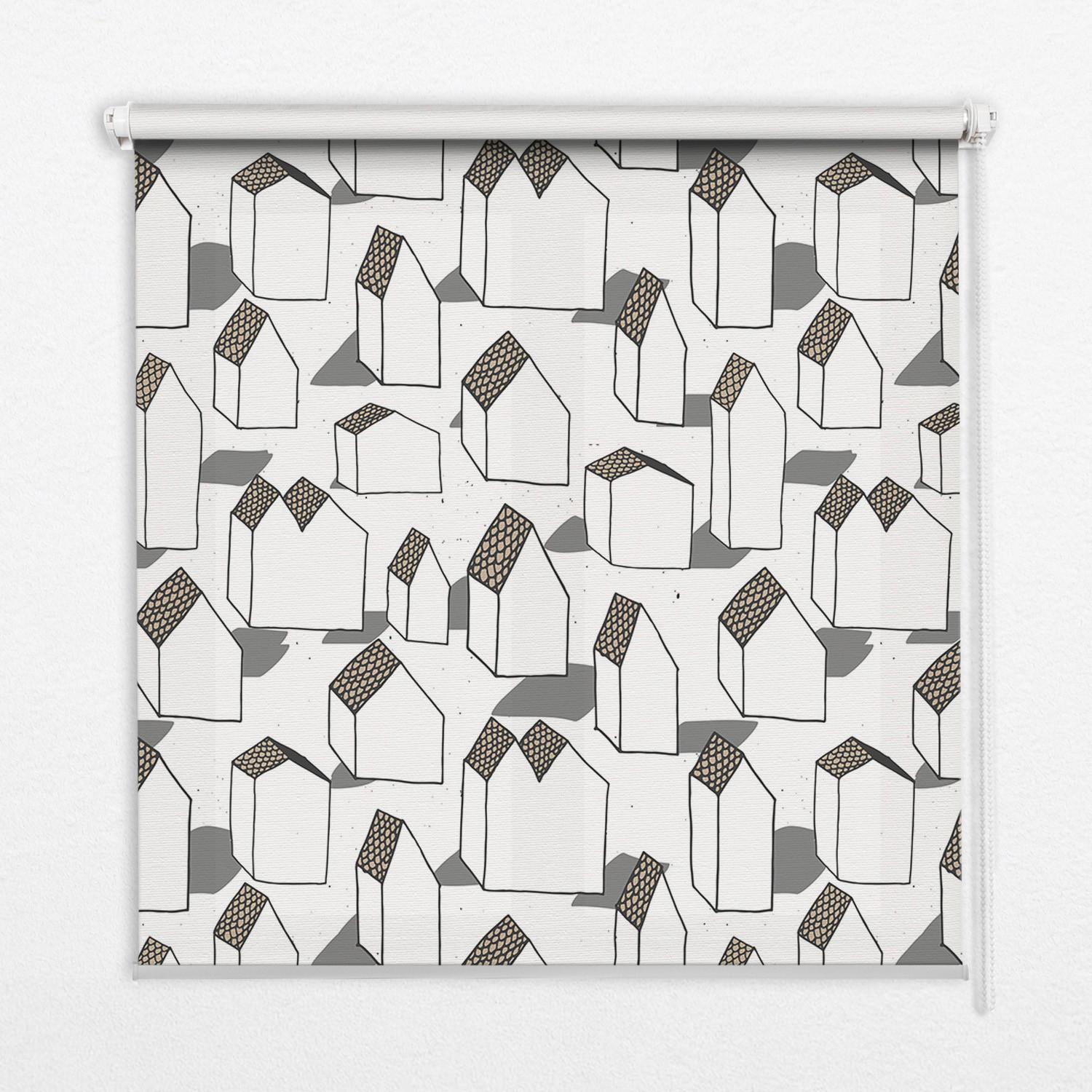 INNENROLLO - Fensterrollo - Rollo - 90x140 cm - Weiße Häuser - Weiß, Kunststoff (90/140/0.5cm) - TULUP