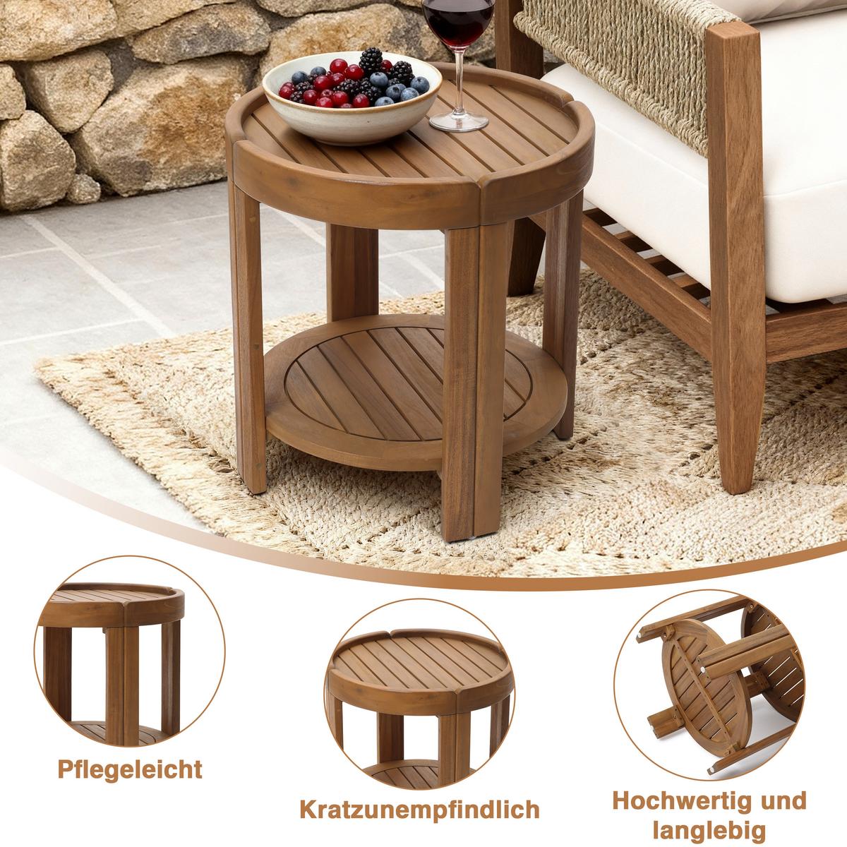 BEISTELLTISCH Rund, Ø50 cm X H52 cm - Braun, Holz (50/50/52cm)