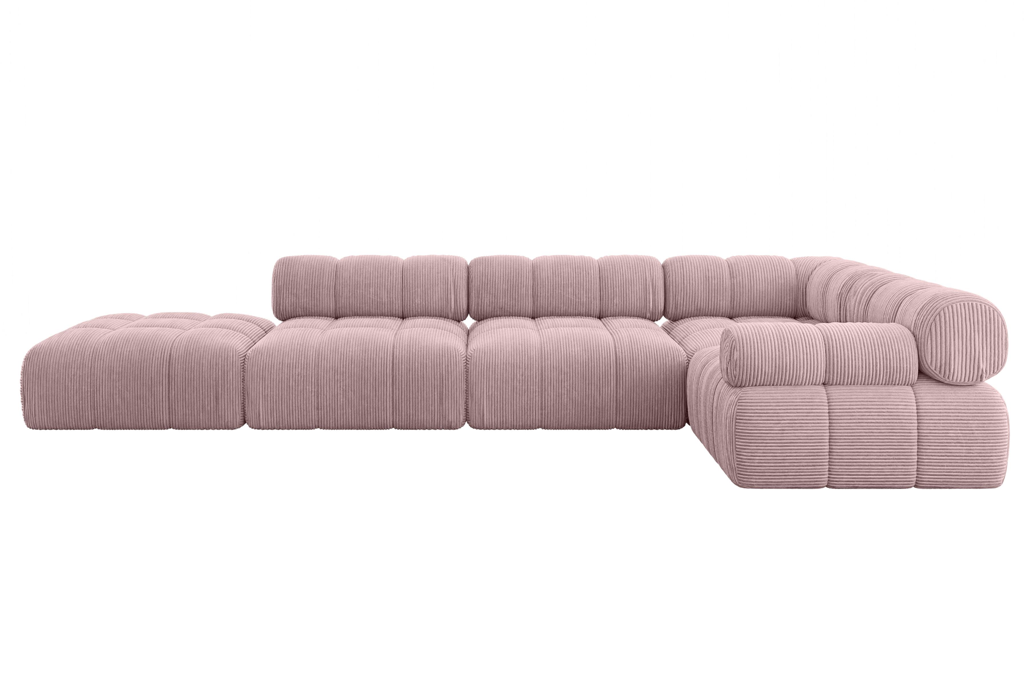 ECKSOFA modulares Sofa Felto-L2 - 380x190x70 cm Rosa Cord - Rosa, Holzwerkstoff/Textil (380/190cm) - ALTDECOR