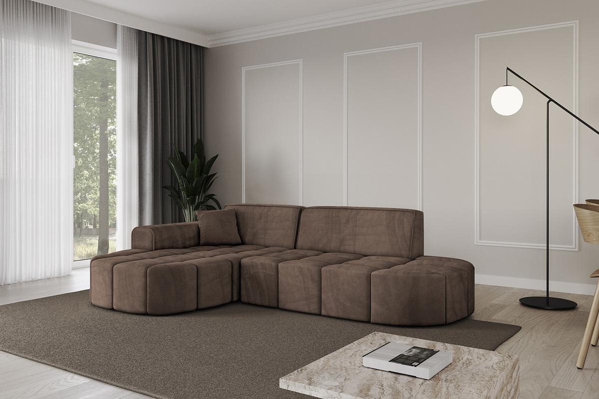 ECKSOFA Ottomane Links LIVO-L1 - 252x173x79,5 cm Braun - Braun, Holzwerkstoff/Textil (252/173cm) - ALTDECOR