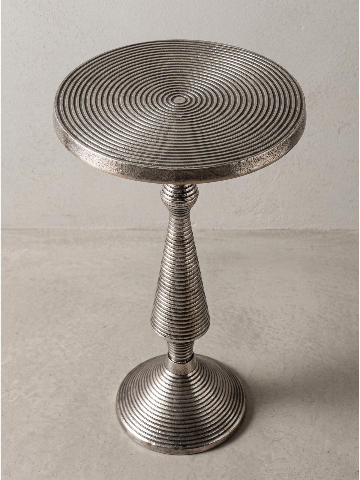 BEISTELLTISCH ROCCARASO, Aluminium, in Rillenoptik, Silber, Ø 30 x 54 cm - Silberfarben, Metall (30/30/54cm) - KADIMA DESIGN