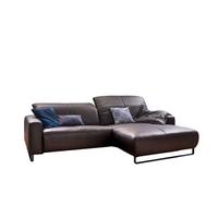 ECKSOFA YORK Dunkelbraun Leder - Dunkelbraun/Schwarz, Leder (284/180cm) - KAWOLA
