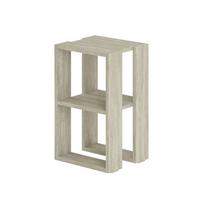 NACHTTISCH mit 2 regalböden, travertin-dekor - lonie 30/30/55 cm - Beige, Holzwerkstoff (30/55/70cm) - Calicosy