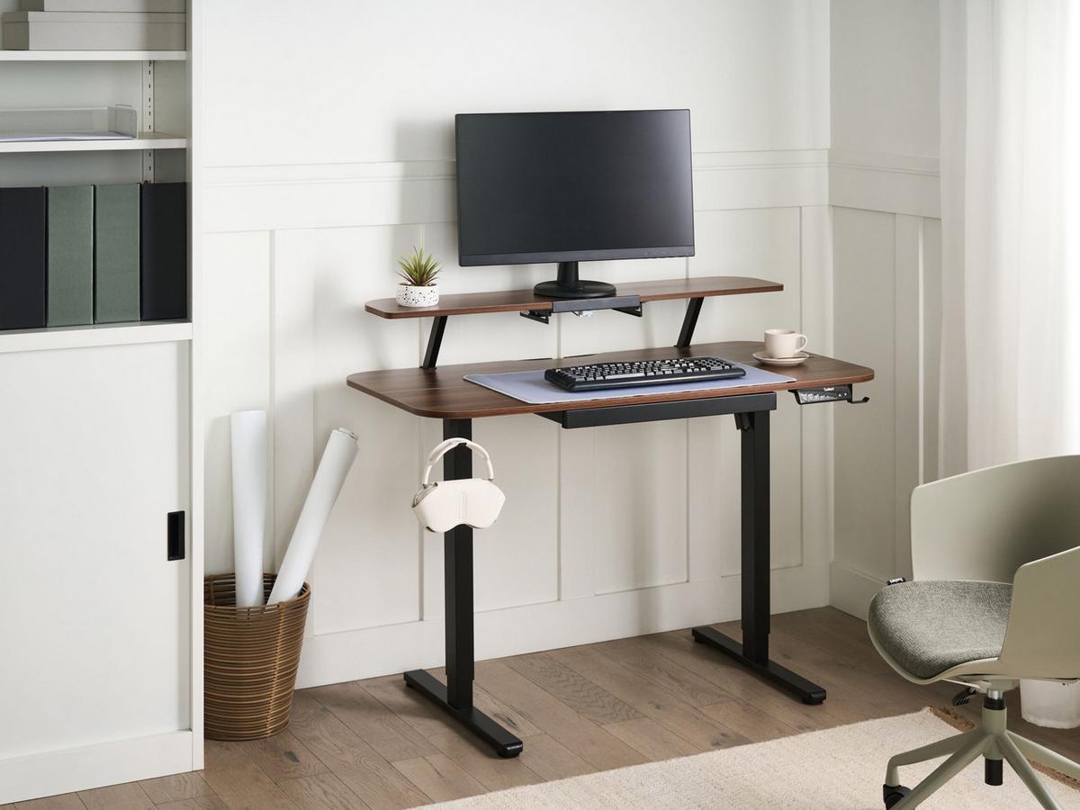 Beliani SCHREIBTISCH elektrisch höhenverstellbar 120/60 cm mit USB ...
