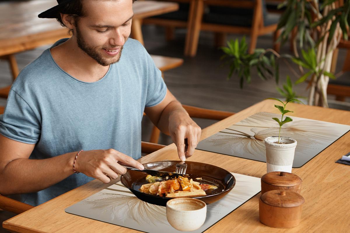 PLATZSETS 6er-Set Blumen - Beige - Natur Telleruntersetzer 45x30 cm - Ecru, Kunststoff (0.3/45/30cm) - MuchoWow