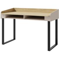 SCHREIBTISCH Alex für Jugenzimmer mit 2 offene Regale, Sandbeige - Beige/Schwarz, Holzwerkstoff/Metall (125/83/64.5cm) - Beautysofa