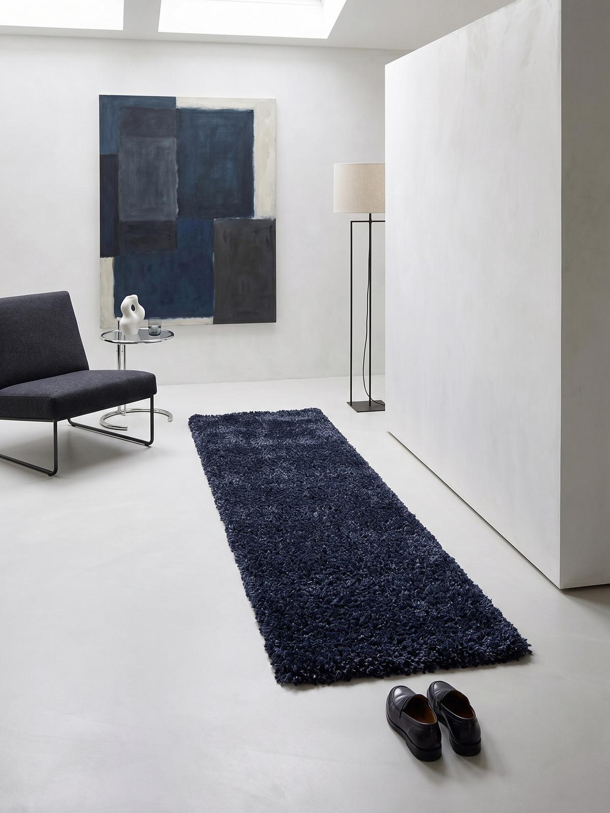 HOCHFLORTEPPICH RHEIN, einfarbig, aus Polypropylen, Marineblau, 80 x 150 cm - Blau, Textil (150/80cm) - KADIMA DESIGN