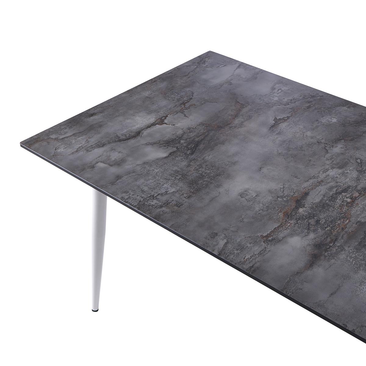 GARTENTISCH 180/90 cm Steinoptik Grau Tolentino - Weiß, Kunststoff (180/90/75cm) - Beliani