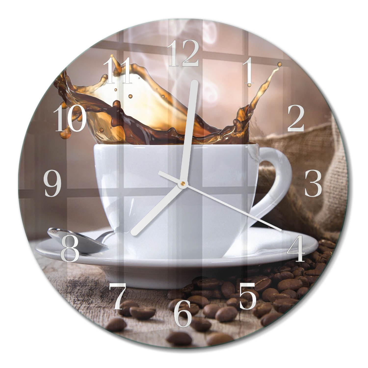 WANDUHR aus Glas Ø30 cm - Kaffee - Braun, Glas (30/30/0.4cm) - TULUP