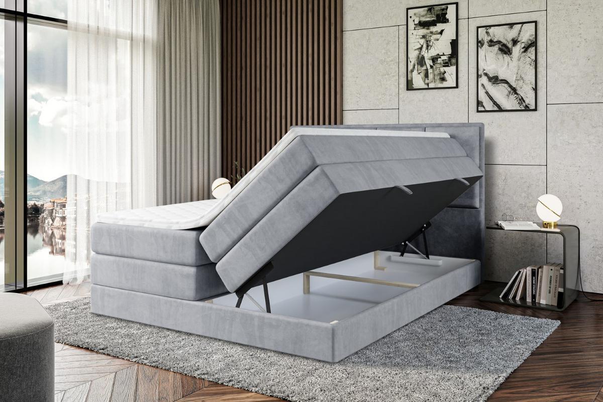 BOXSPRINGBETT NOVA KING - 180 x 200 - H3/H4 - Grau - Grau, Holzwerkstoff (180/200cm) - ALTDECOR
