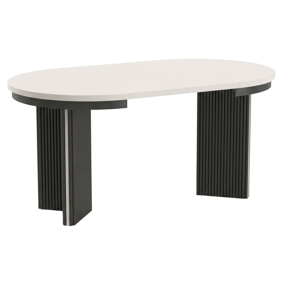 ESSTISCH Prestige runder Design-Tisch, ausziehbar Ø 100–180 cm, Kaschmir+Kaschmir/Schwarz - Kaschmir/Schwarz, Metall (100/100/77cm) - Beautysofa