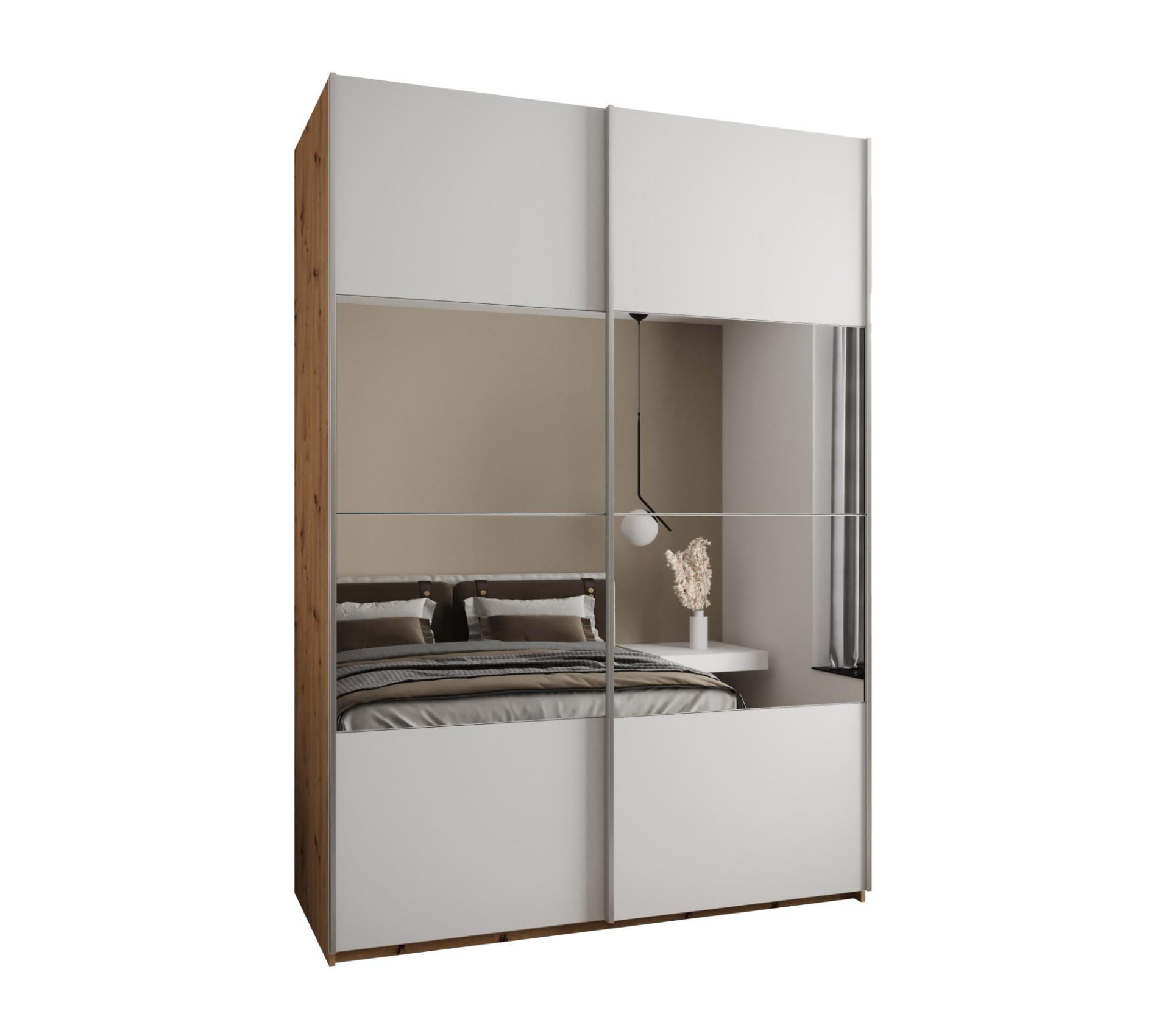 SCHWEBETÜRENSCHRANK 245,5/170/64 2-türig - Silberfarben/Weiß, Holz/Metall (170/245/64cm) - Abiks Möbel