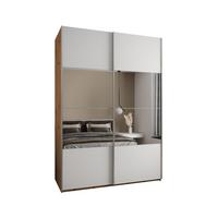 SCHWEBETÜRENSCHRANK 245,5/180/64 2-türig - Silberfarben/Weiß, Holz/Metall (180/245/64cm) - Abiks Möbel