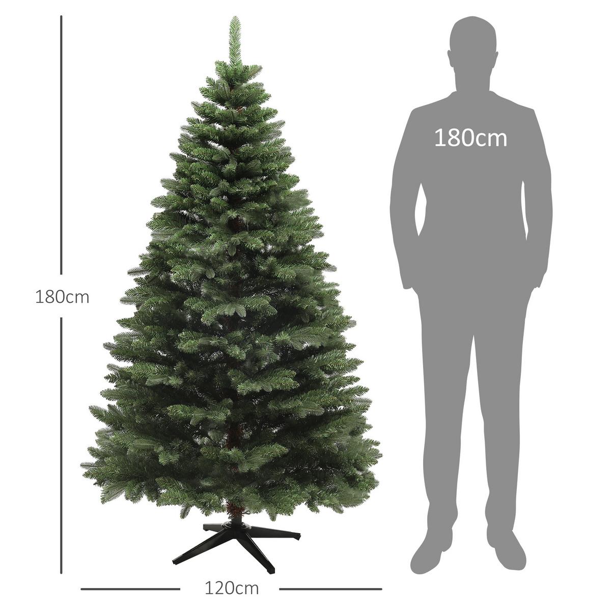 WEIHNACHTSBAUM 180 cm, Kunsttanne, stabile Metallbasis, Grün - Grün, Kunststoff (180cm) - HOMCOM