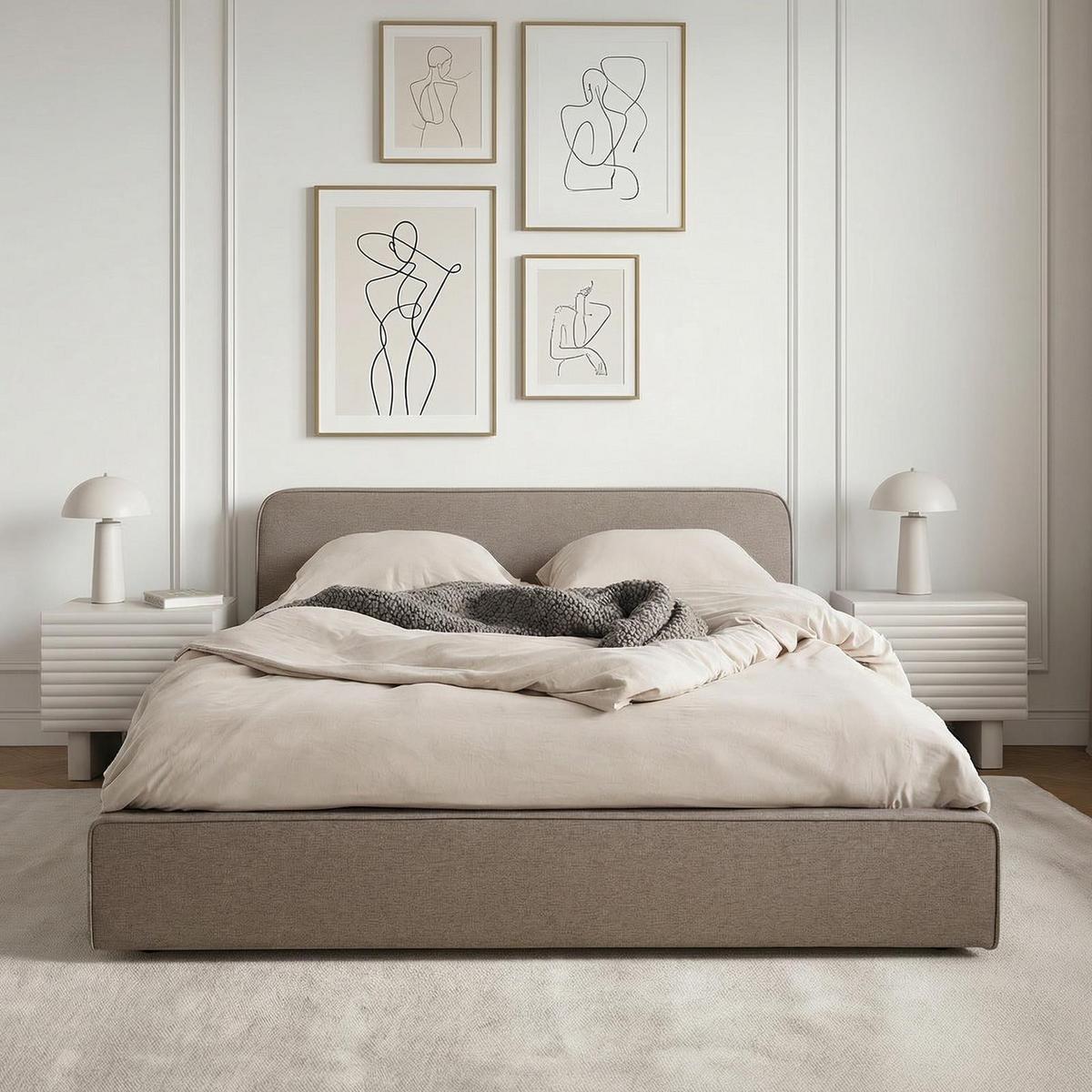 POLSTERBETT MARINI 140X200 CM - Greige, Textil (140/200cm) - IDIMEX