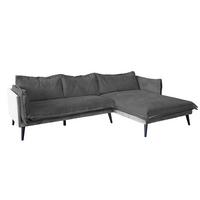 ECKSOFA QUENYA Grau Velvet - Dunkelgrau/Schwarz, Textil (294/184cm) - KAWOLA