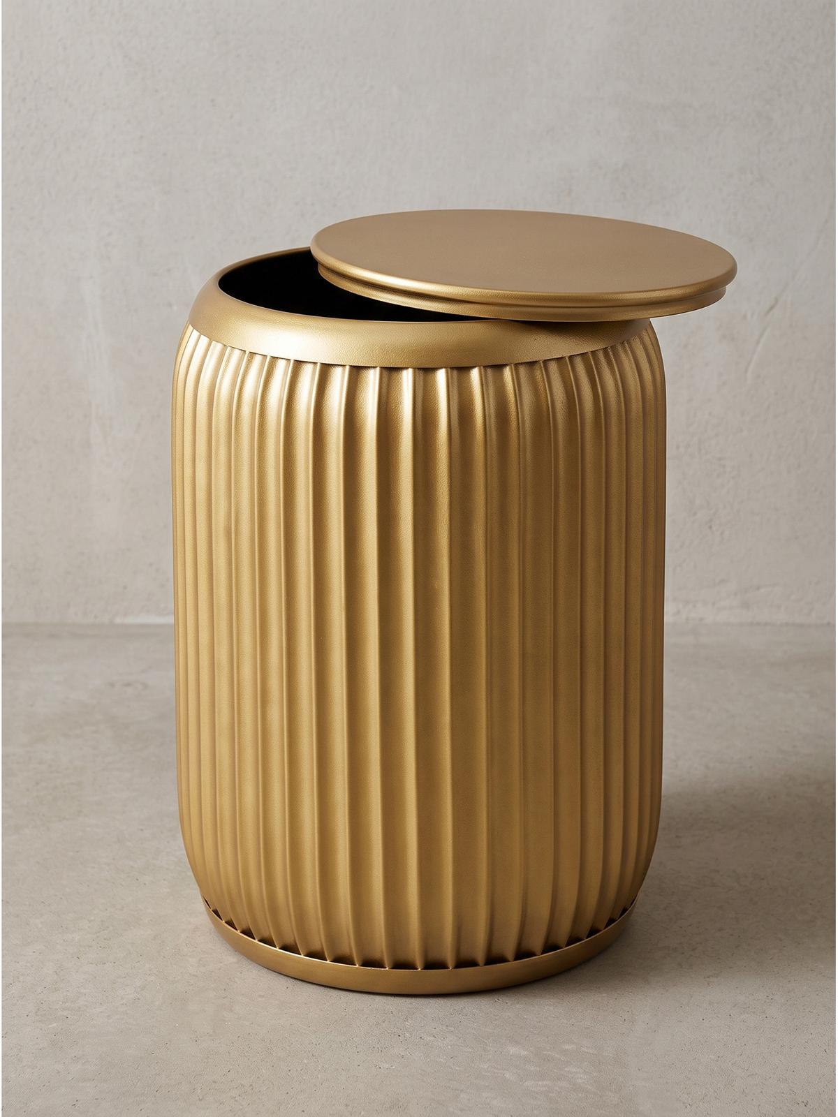 BEISTELLTISCH LAITA, Eisen, mit Stauraum, Gold, Ø 35 x 50 cm - Goldfarben, Metall (35/35/50cm) - KADIMA DESIGN